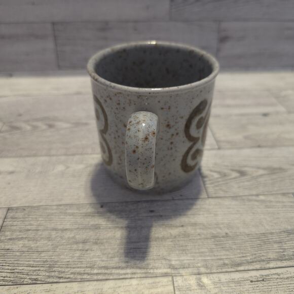 Retro Speckled Teacup with brown and orange decoration - Picture 2 of 7